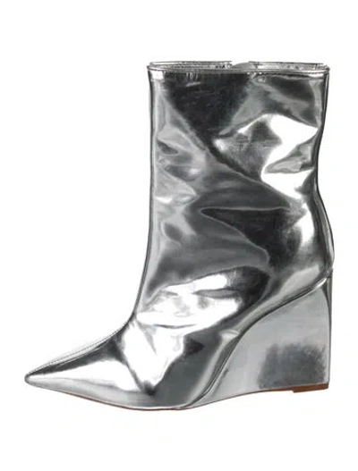 Pre-owned Schutz Patent Leather Boots In Silver