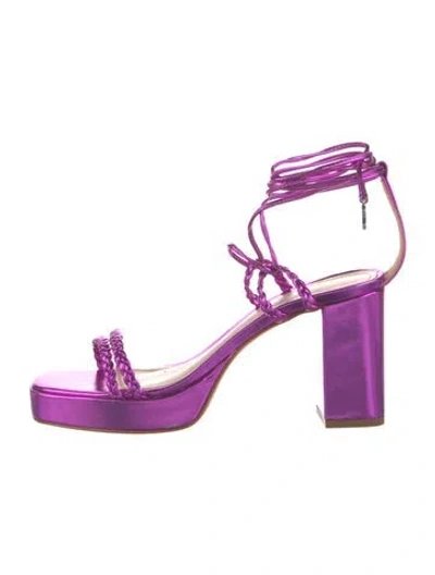 Pre-owned Schutz Patent Leather Braided Accents Sandals In Purple