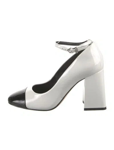 Pre-owned Schutz Patent Leather Colorblock Pattern Pumps In White