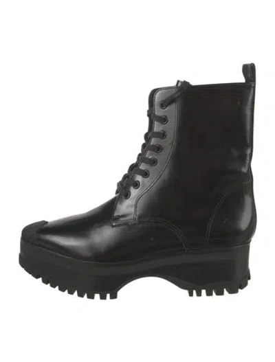 Pre-owned Schutz Patent Leather Combat Boots In Black