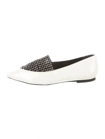 Pre-owned Schutz Patent Leather Crystal Embellishments Loafers In Neutral