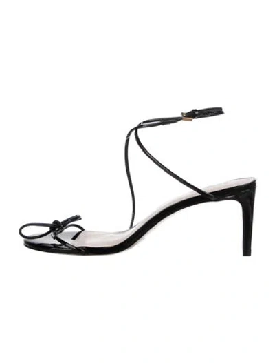 Pre-owned Schutz Patent Leather Leather Trim Embellishment Sandals In Black