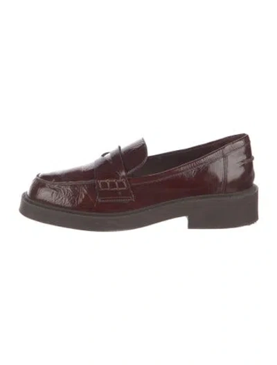 Pre-owned Schutz Patent Leather Loafers In Burgundy