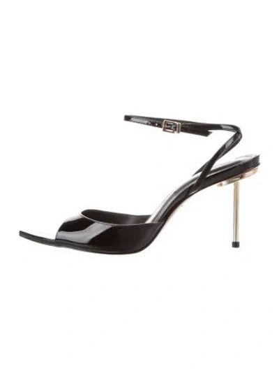 Pre-owned Schutz Patent Leather Sandals In Black