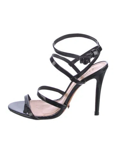 Pre-owned Schutz Patent Leather Sandals In Black