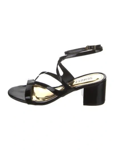 Pre-owned Schutz Patent Leather Sandals In Black