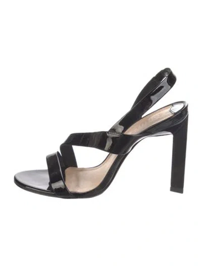 Pre-owned Schutz Patent Leather Sandals In Black