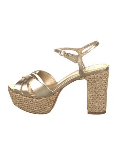 Pre-owned Schutz Patent Leather Sandals In Gold