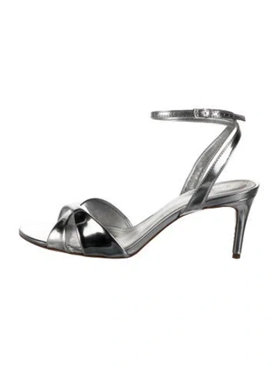 Pre-owned Schutz Patent Leather Sandals In Silver
