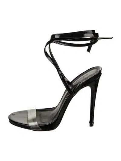 Pre-owned Schutz Patent Leather Sandals In Silver