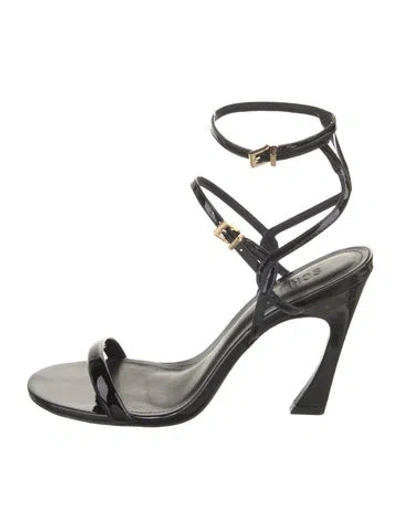 Pre-owned Schutz Patent Leather Sandals W/ Tags In Black