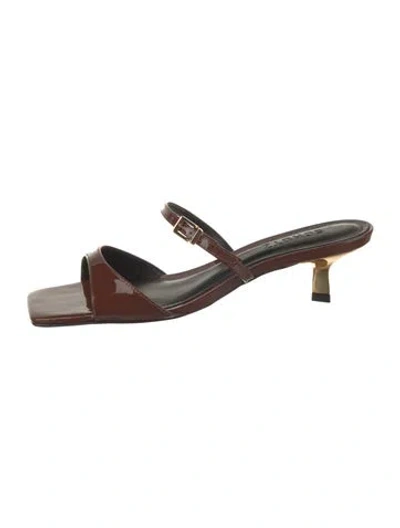 Pre-owned Schutz Patent Leather Slides In Brown