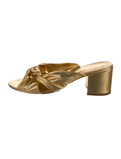 Pre-owned Schutz Patent Leather Slides In Gold