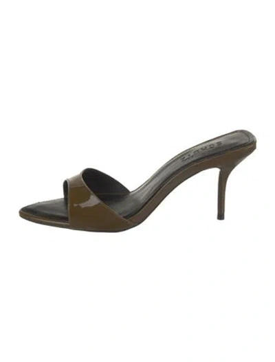 Pre-owned Schutz Patent Leather Slides In Green