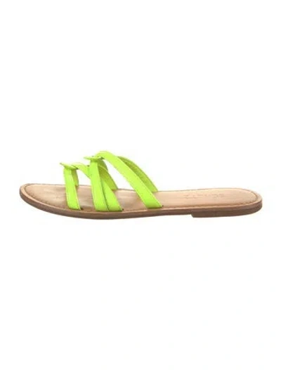 Pre-owned Schutz Patent Leather Slides In Green/neutrals