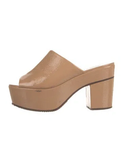 Pre-owned Schutz Patent Leather Slides In Neutral