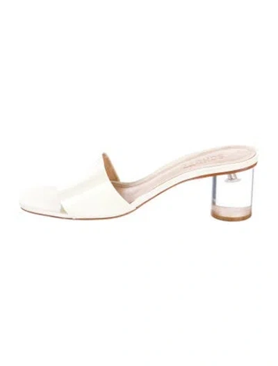 Pre-owned Schutz Patent Leather Slides In White