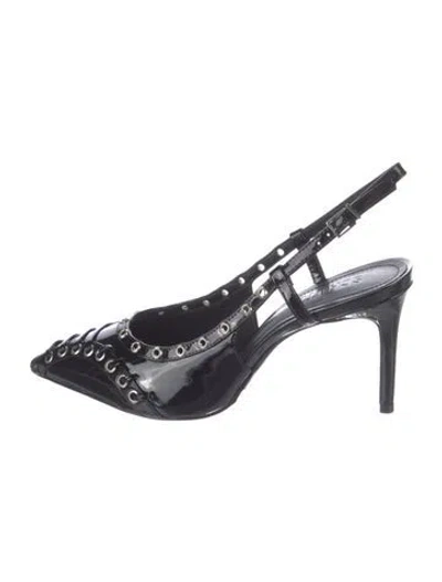 Pre-owned Schutz Patent Leather Slingback Pumps In Black