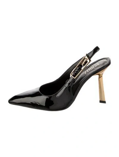 Pre-owned Schutz Patent Leather Slingback Pumps In Black