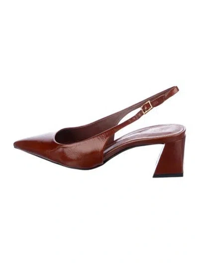 Pre-owned Schutz Patent Leather Slingback Pumps In Brown