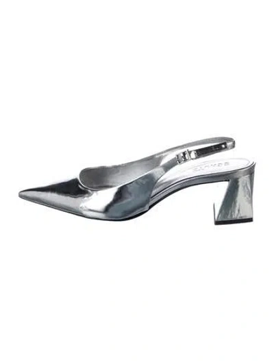 Pre-owned Schutz Patent Leather Slingback Pumps In Silver