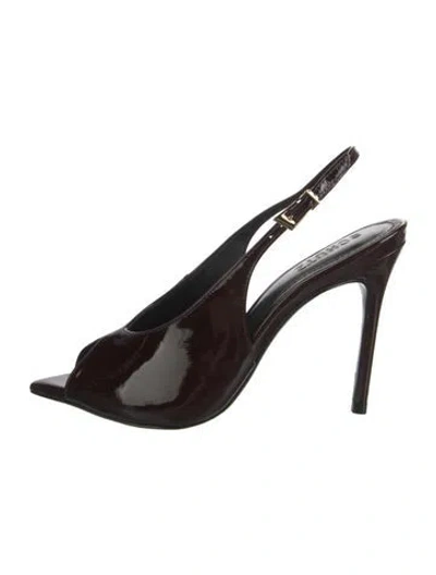 Pre-owned Schutz Patent Leather Slingback Pumps W/ Tags In Brown