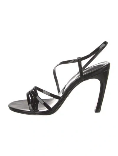 Pre-owned Schutz Patent Leather Slingback Sandals In Black