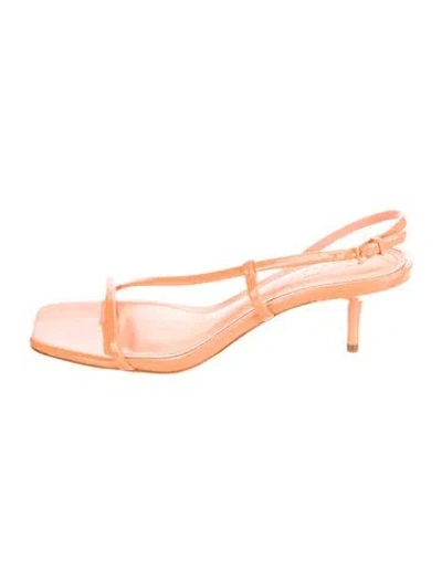 Pre-owned Schutz Patent Leather Slingback Sandals In Orange