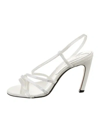 Pre-owned Schutz Patent Leather Slingback Sandals In White