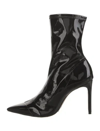 Pre-owned Schutz Patent Leather Sock Boots In Black