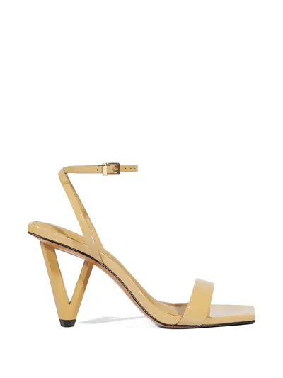 Schutz Patent-finish Sculptural-heel Sandals In Neutral