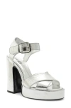 Schutz Penelope Ankle Strap Platform Sandal In Prata