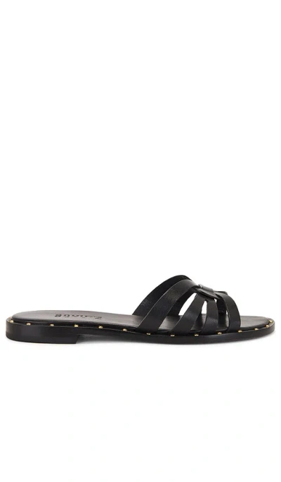 Schutz Phoenix Studded Leather Flat Sandals In Black