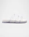 Schutz Polly Three-band Slide Sandals In White