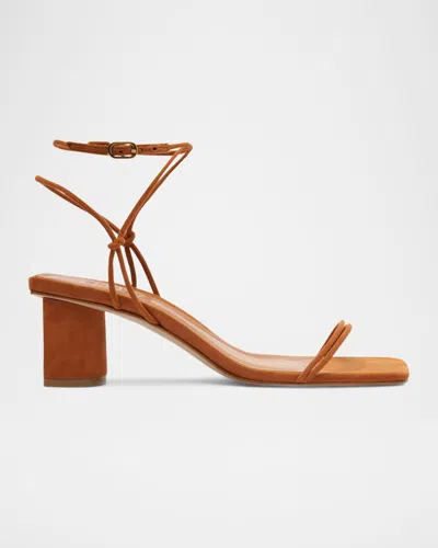 Schutz Pompeii Strappy Suede Block-heel Sandals In Brown