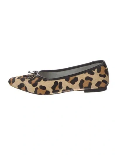 Pre-owned Schutz Ponyhair Animal Print Ballet Flats In Black