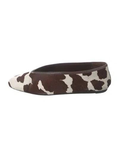Pre-owned Schutz Ponyhair Animal Print Ballet Flats In Brown
