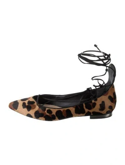 Pre-owned Schutz Ponyhair Animal Print Ballet Flats In Neutral