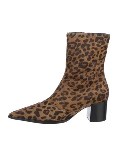 Pre-owned Schutz Ponyhair Animal Print Boots In Brown