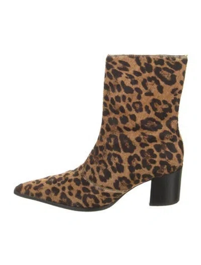 Pre-owned Schutz Ponyhair Animal Print Boots In Brown