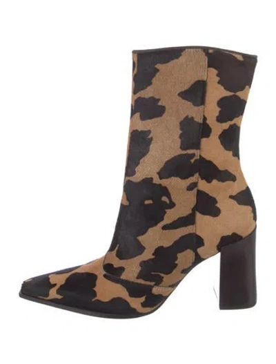 Pre-owned Schutz Ponyhair Animal Print Boots In Brown