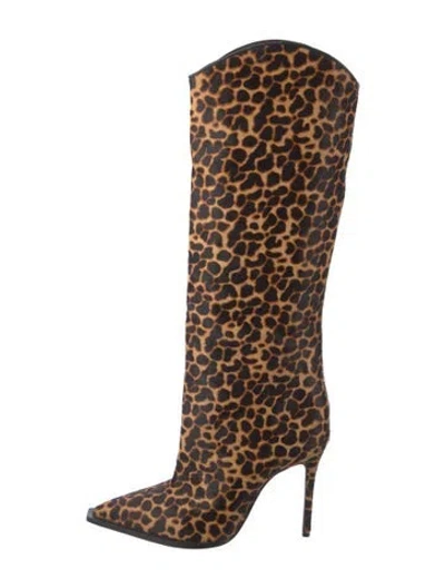 Pre-owned Schutz Ponyhair Animal Print Boots In Neutral