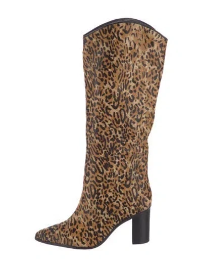 Pre-owned Schutz Ponyhair Animal Print Boots In Neutrals