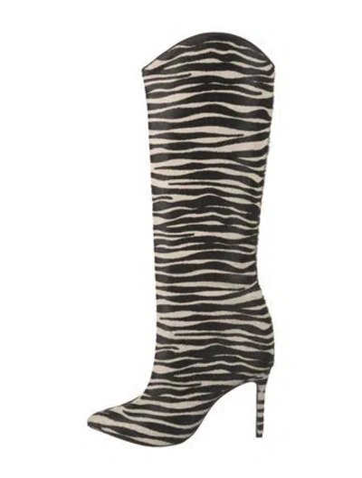 Pre-owned Schutz Ponyhair Animal Print Boots In White