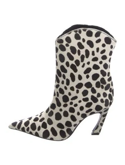 Pre-owned Schutz Ponyhair Animal Print Boots In White