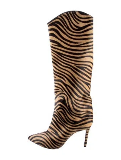 Pre-owned Schutz Ponyhair Animal Print Boots In Yellow
