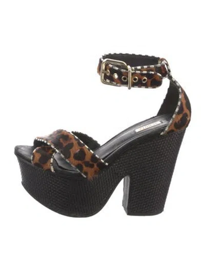 Pre-owned Schutz Ponyhair Animal Print D'orsay Pumps In Brown