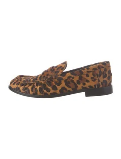 Pre-owned Schutz Ponyhair Animal Print Loafers In Brown