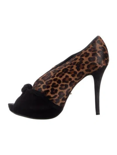Pre-owned Schutz Ponyhair Animal Print Pumps In Brown