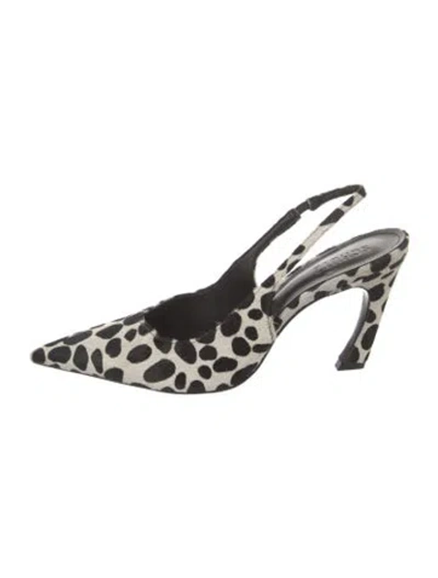 Pre-owned Schutz Ponyhair Animal Print Slingback Pumps In Black